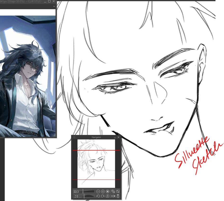 wow love this new brush, Anyway, here's Qiuyan sketch from #WutheringWaves   its been so long since the last time i drew men, so i'm a bit rusty