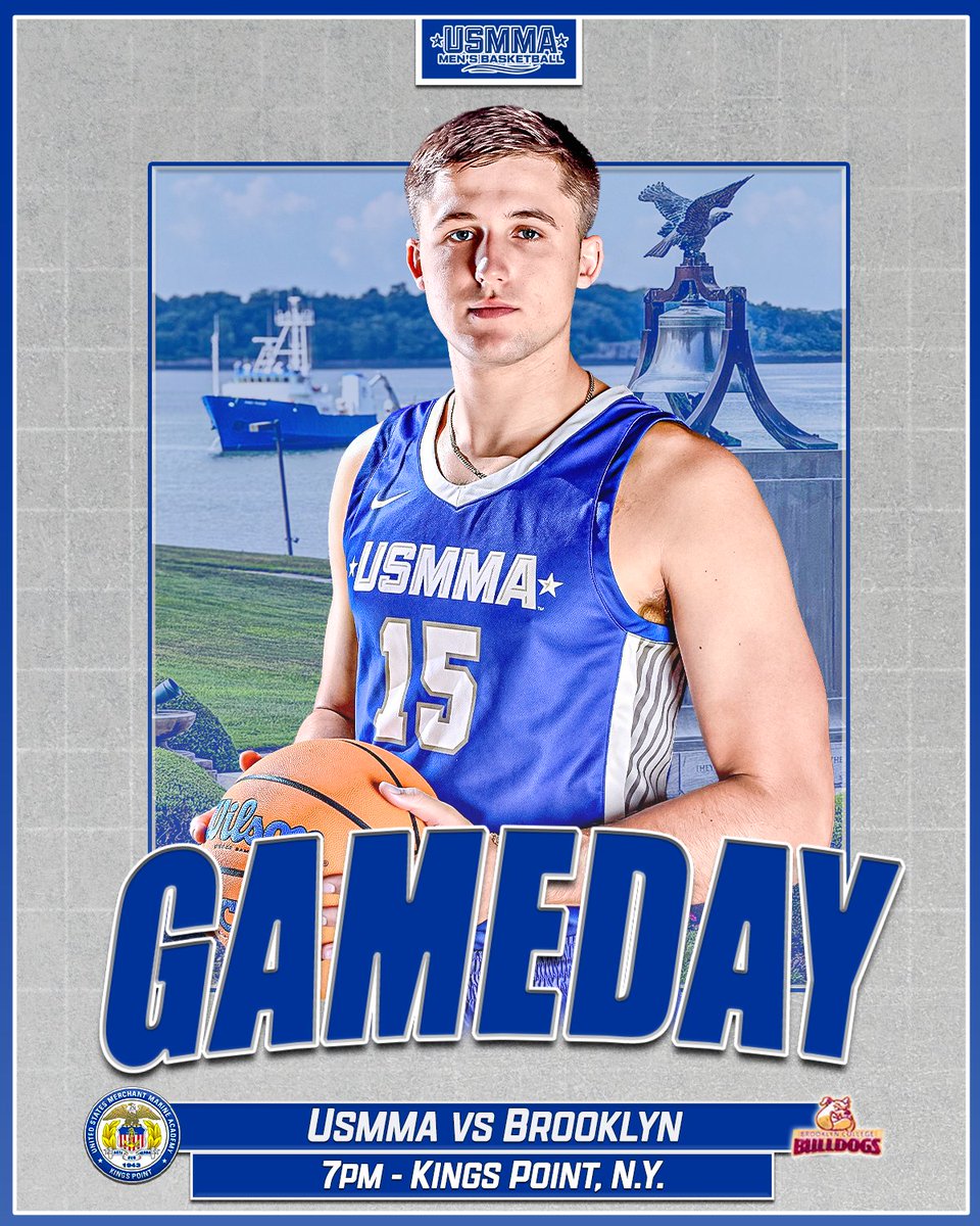 USMMA_Athletics's tweet image. 🏀 𝐆𝐀𝐌𝐄𝐃𝐀𝐘🏀

@usmma_mbb hosts Brooklyn in non-conference action at home this evening!

📍  Kings Point, N.Y. (Liebertz Gym)
🕖 7⃣ p.m.
📊  tinyurl.com/y487p4yp
📺  tinyurl.com/5cfp3rm8

𝐋𝐄𝐓&apos;𝐒 𝐆𝐎 𝐌𝐀𝐑𝐈𝐍𝐄𝐑𝐒!

#d3mbb #OURAcademy @SkylineConfD3