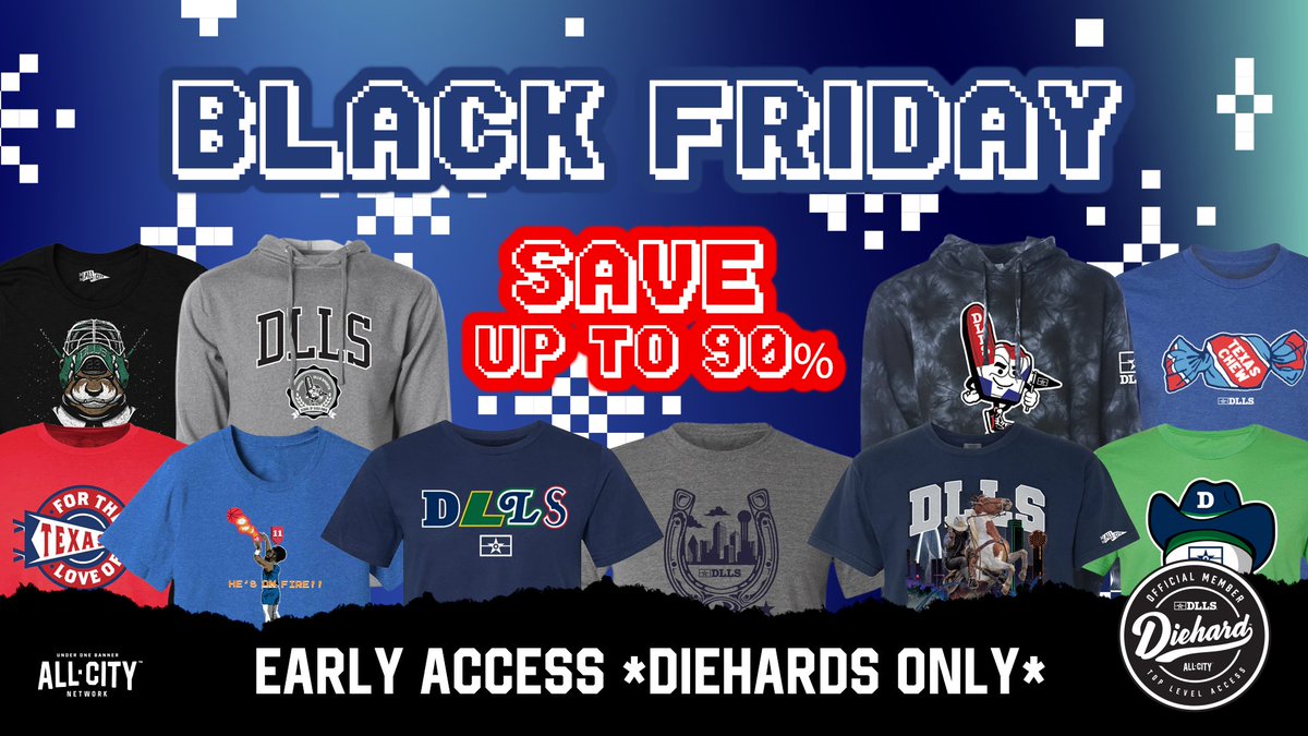 Hey Diehards, you get early access to our Black Friday sale! 🛍️

Shop now: store.allcitynetwork.com/collections/dl…