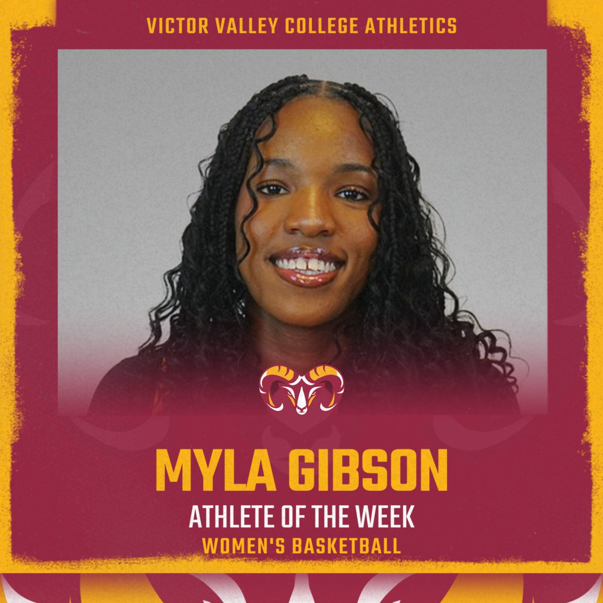 VVC_RAMS's tweet image. 🏅 Athlete of the Week 🏅
Congratulations to Myla Gibson! 🐏

Myla was unstoppable in our win over AVC:
✅ 21 points (9-14 FG)
✅ 16 rebounds
✅ 3 blocks &amp;amp; 2 steals

Her dominant performance helped secure the victory for the Lady Rams! 🔥
#GoRams #VVCAthletics #AOW #Hornsup🤘
