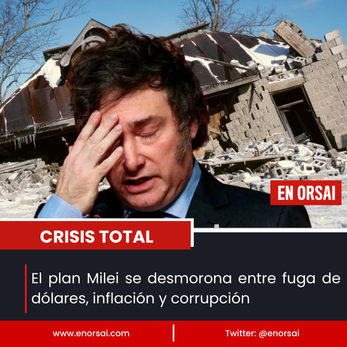 EnOrsai's tweet photo. El plan económico de Milei vuelve a crujir: riesgo país en alza, inflación que no baja, fuga de capitales, morosidad récord y un escándalo de corrupción que golpea al Ministerio de Economía. Ni el apoyo externo ni el triunfo electoral alcanzan para taparlo
https://t.co/PkqCtw8cbH https://t.co/zDyreCdpkc