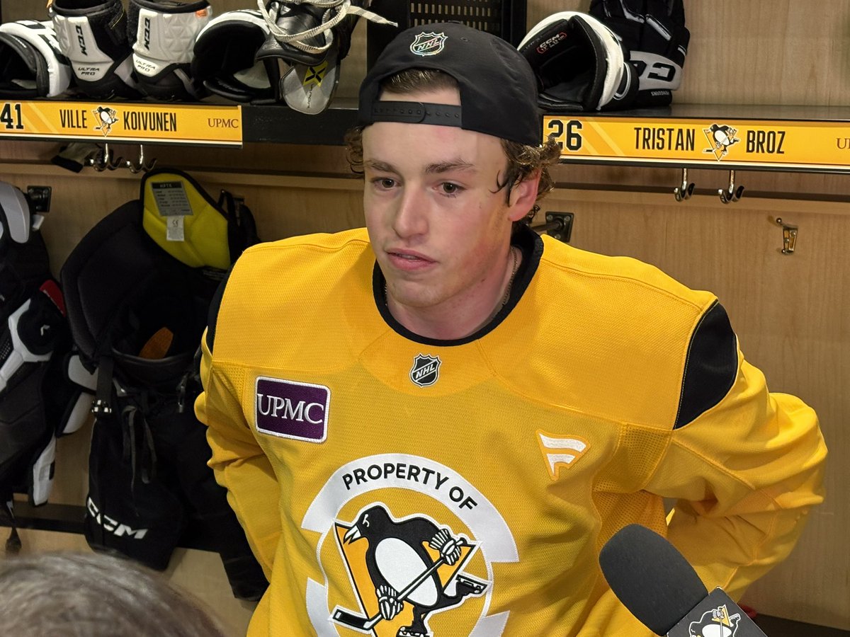 Tristan Broz has arrived in Pittsburgh; began media availability by thanking every coach who helped him along the way as well as his family. 

“Just as much their moment as it is mine”

Found out on the bus back from Providence this weekend via call from AGM Jason Spezza