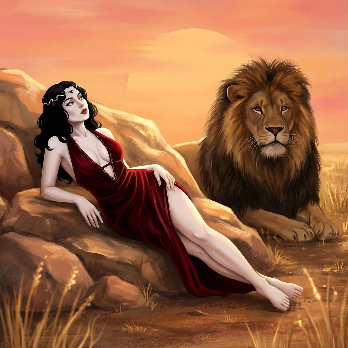 ♥️🦁Lionheart’s Scarlet Seraph On <a href="/xrpcafe/">xrp.cafe ☕</a> 🦁♥️
♥️
♥️ She rests where the sun melts into gold,draped in crimson like a whispered prophecy. Beside her,the lion the wild, the feared bows not in weakness,but in reverence
♥️
♥️1/1 FOR 60 $XRP #XRP 
♥️
♥️LINK : xrp.cafe/nft/00084E2091…