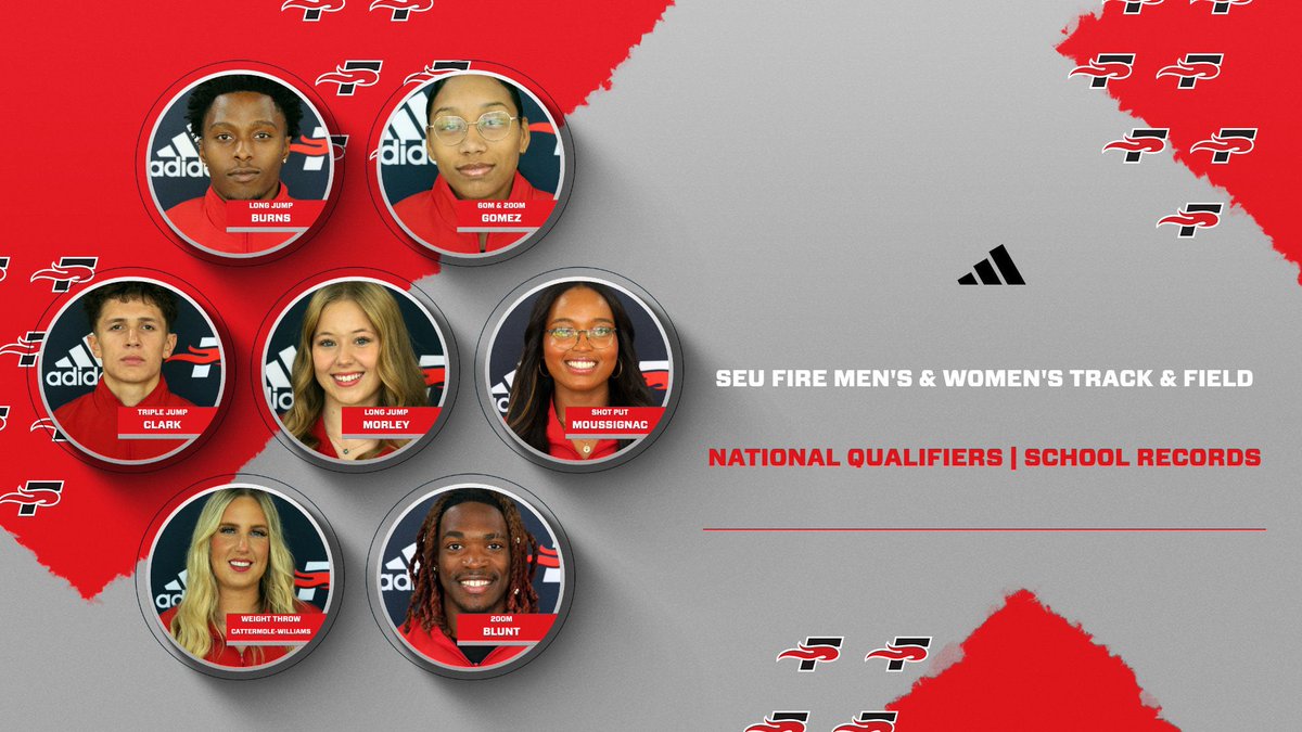 SEUFireTrack's tweet photo. SEU brought the heat this weekend.🔥 Records broke, qualifiers added.⚡️

SRs: Morley 5.79m (A) • Gomez 7.49 (A) • Clark 13.80m • Burns 7.10m (B) • Moussignac 12.32m • CMW 16.02m

Qs: Blunt 21.39 (B) • Gomez 24.51 (A)

SEU raising the bar. 🩶🔥 #seufire #seuway https://t.co/ki2extjF7I