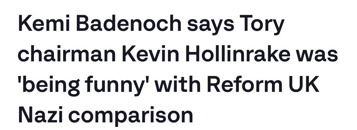 ZiaYusufUK's tweet image. Kemi Badenoch just said her party called Reform supporters Nazis because it’s funny.