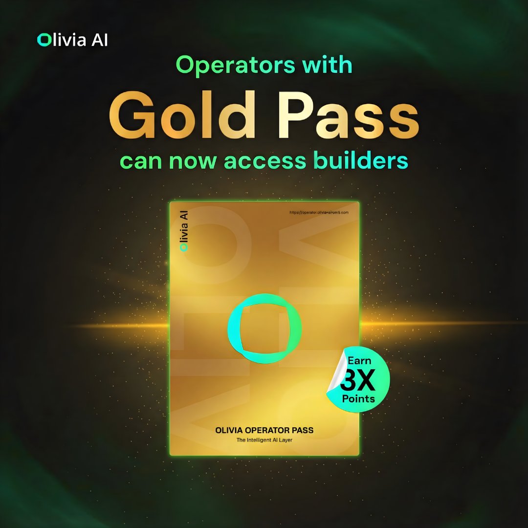 Olivia_Network's tweet image. Gold operators now unlock the Builder Dashboard, giving you access to:

• Create and publish your own AI agent
• Earn a share of every interaction

To celebrate the launch, all operators get 3x daily credits for the next 7 days.

Start Building → operator.olivianetwork.com