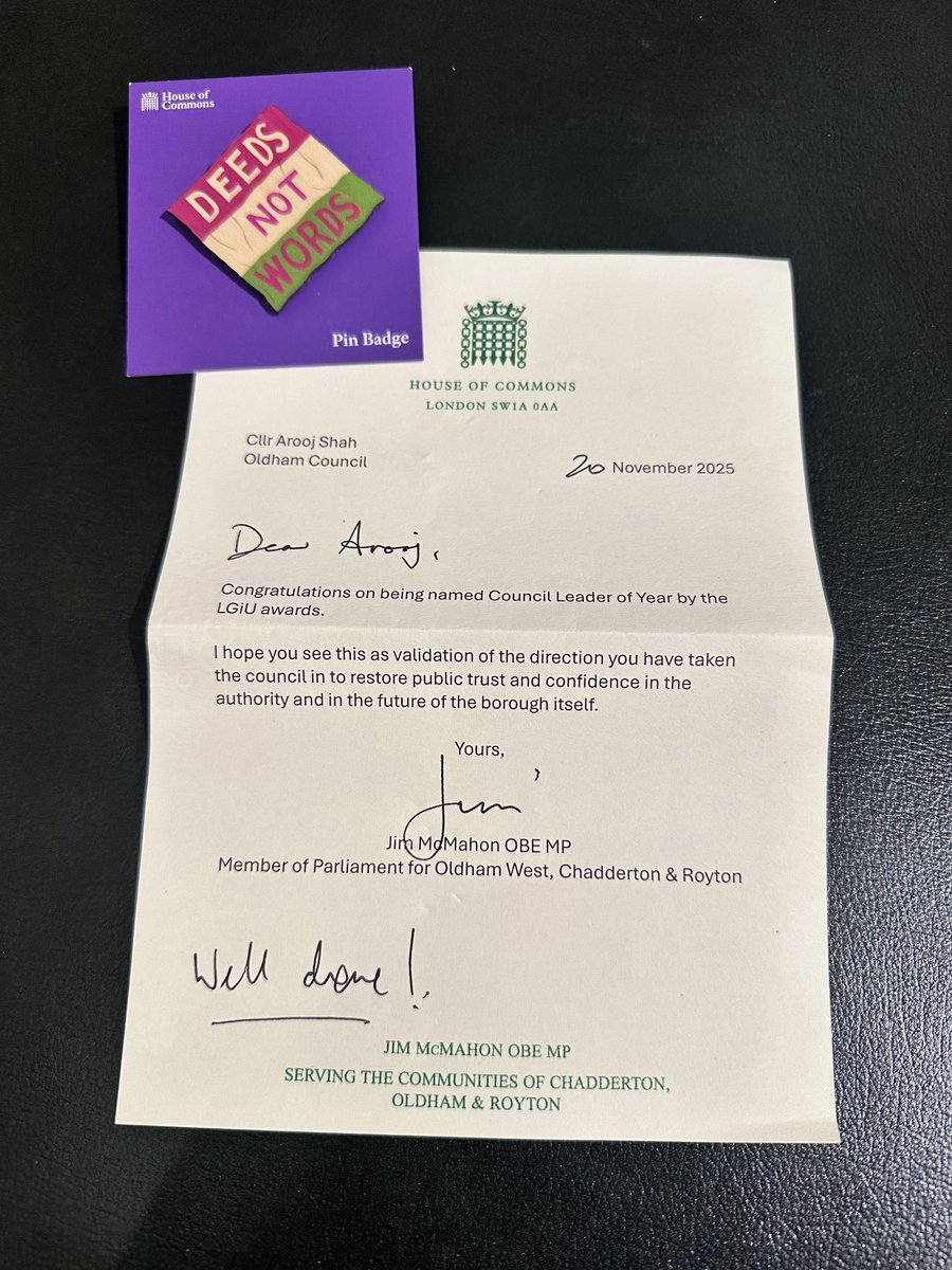 The nicest note I could have received after a tough day from one of my most favourite politicians and most importantly dear friend ⁦<a href="/JimfromOldham/">Jim McMahon OBE MP</a>⁩ . Thank you so much.