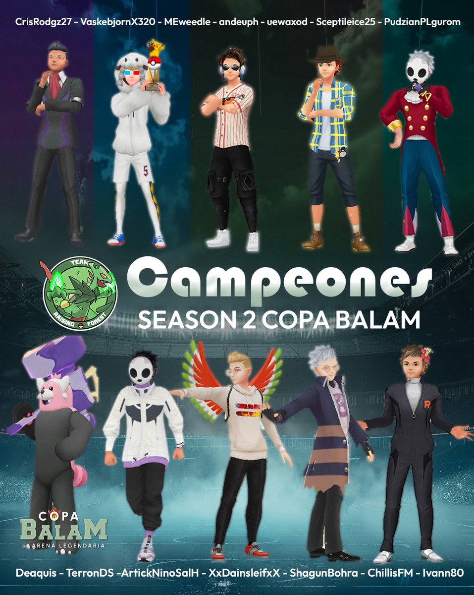 CAMPEONES S2 Copa Balam 🔥 🔥 
-
Raising Forest Team ganadores de esta segunda temporada, sumando así dos campeonatos en nuestras competencias ✨🙌🏻

Grandes jugadores que lo dieron todo en cada combate 👊🏻, muchas gracias a todos los que hicieron posible una temporada más ❤️