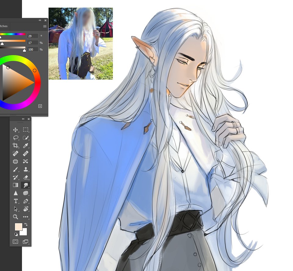 drew an OC inspired by my crush’s elf cosplay 💀
 he's definitely clueless