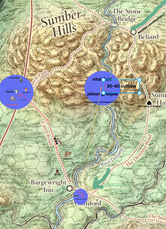 okelley_jared's tweet image. I&apos;m deeply unsatisfied with the drawing features in @FantasyGrounds2 . Also, I can&apos;t access my FG notes and maps during downtime.  So today I&apos;m building a whiteboard map in Discord to try to make sense of &quot;Princes of the Apocalypse&quot;. 

How&apos;s your Thanksgiving week going?