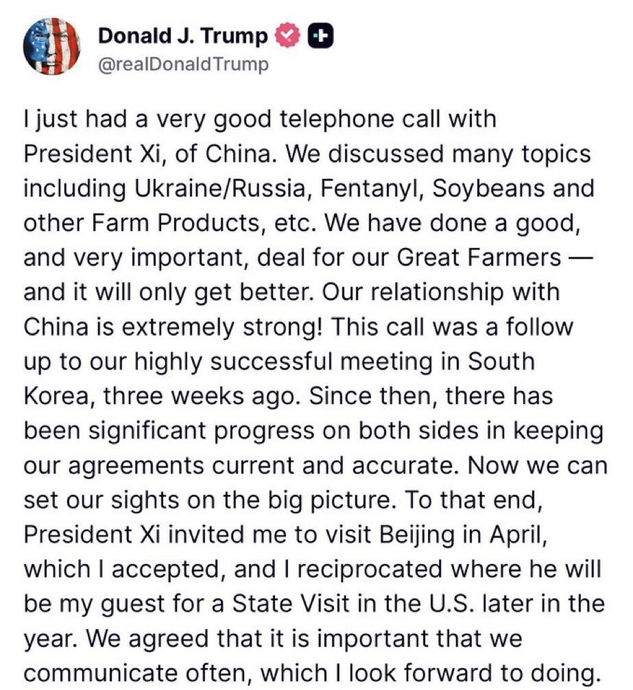Trump:“我刚与President