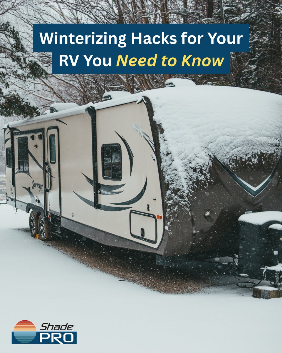 RVawnings's tweet image. Winter is here… make sure your RV is ready! ❄️🚐

Check out three quick winterizing hacks to stay warm, safe, and prepared this season. ✅

👉 Read the full guide and more RV tips at shadepro.net! 
#rv #motorhome #camping #snowbirdseason