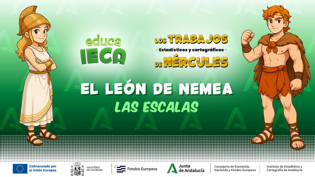 IECA_Andalucia's tweet image. 📗En este #cómic de nuestra nueva sección dedicada a cómics divulgativos, Hércules se enfrenta al desafío del León de Nemea con la ayuda de Atenea y un #mapa a #escala

📏📐El objetivo es explicar qué son las escalas y la correspondencia entre las medidas de un mapa y la realidad