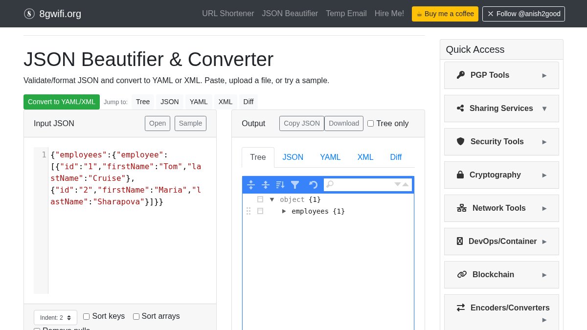anish2good's tweet image. Transform and validate your JSON effortlessly with our free online tool! Convert to YAML/XML and compare differences in a snap. Fast and private—perfect for developers. Try it: 8gwifi.org/jsonparser.jsp #Tech #Tools