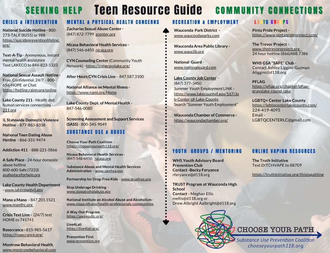 ChooseYourPath8's tweet image. Making healthy decisions is not always easy - we are here to help! Please check out our Teen Resource Guide as a way to do so.