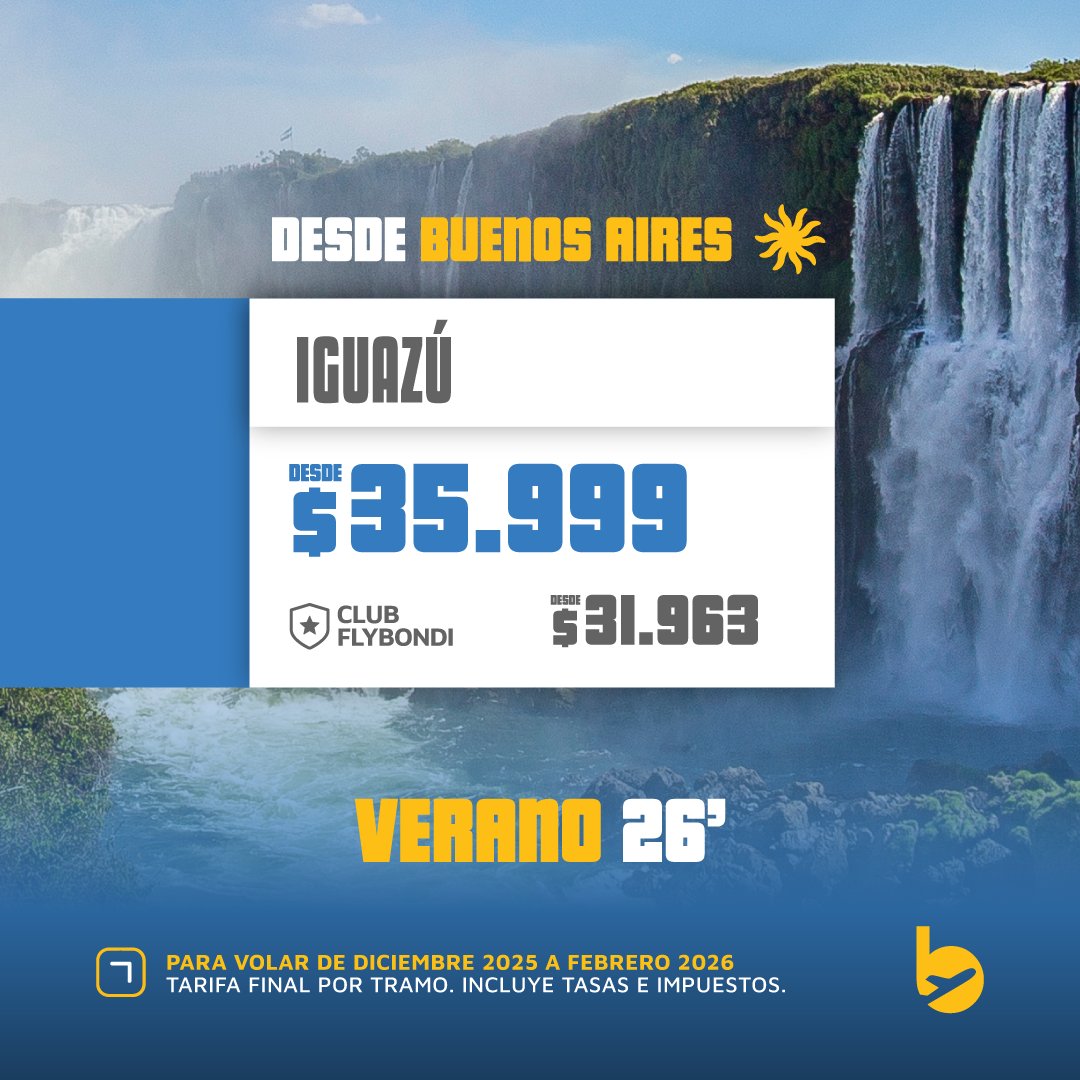 flybondioficial's tweet image. Tus vacaciones de verano están a un click de distancia ✈️😎

Sacá tu próximo viajecito 👉🏻bit.ly/4nLO3wp y volá #UltraLowCost ✨

#Flybondi #LaLibertadDeVolar