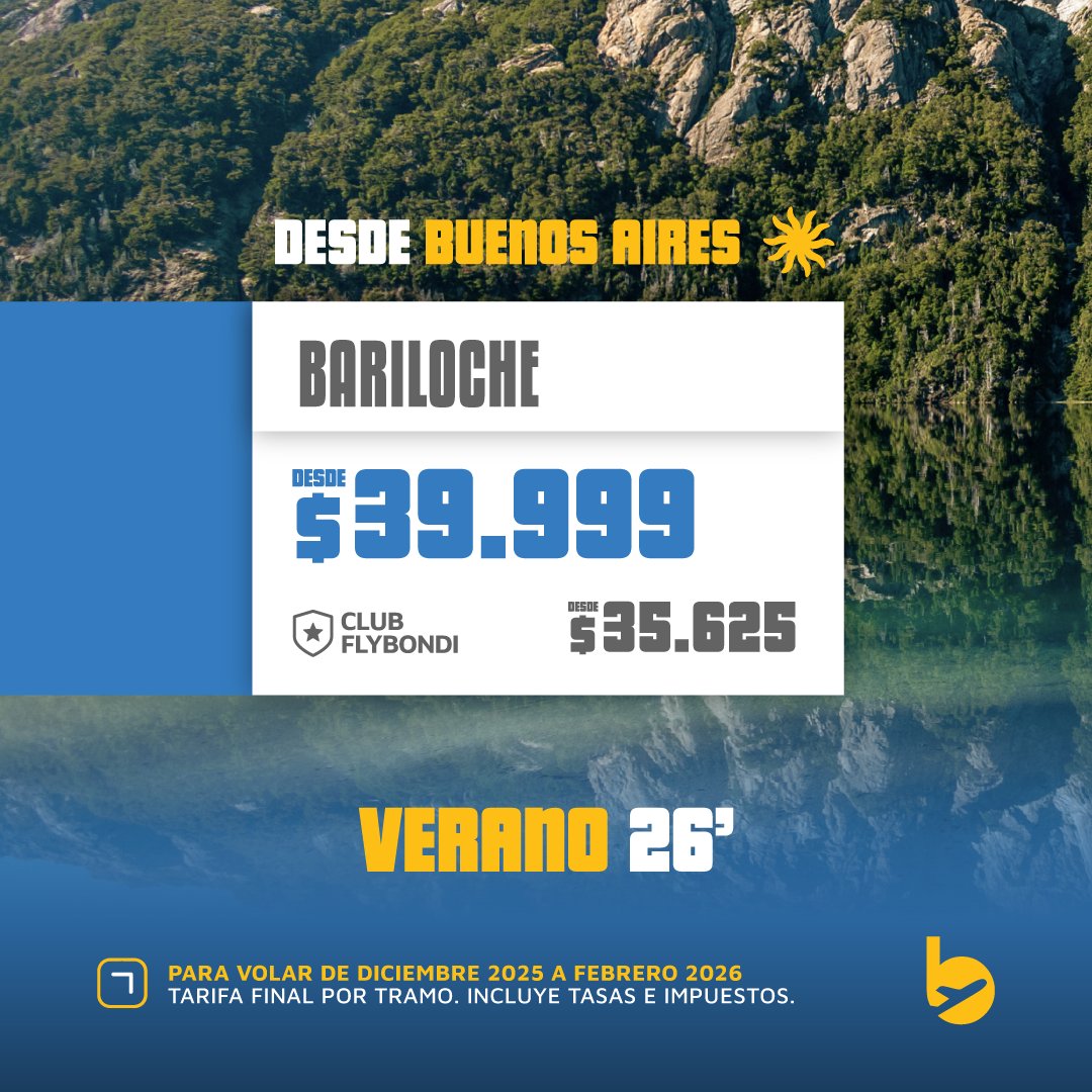 flybondioficial's tweet image. Tus vacaciones de verano están a un click de distancia ✈️😎

Sacá tu próximo viajecito 👉🏻bit.ly/4nLO3wp y volá #UltraLowCost ✨

#Flybondi #LaLibertadDeVolar