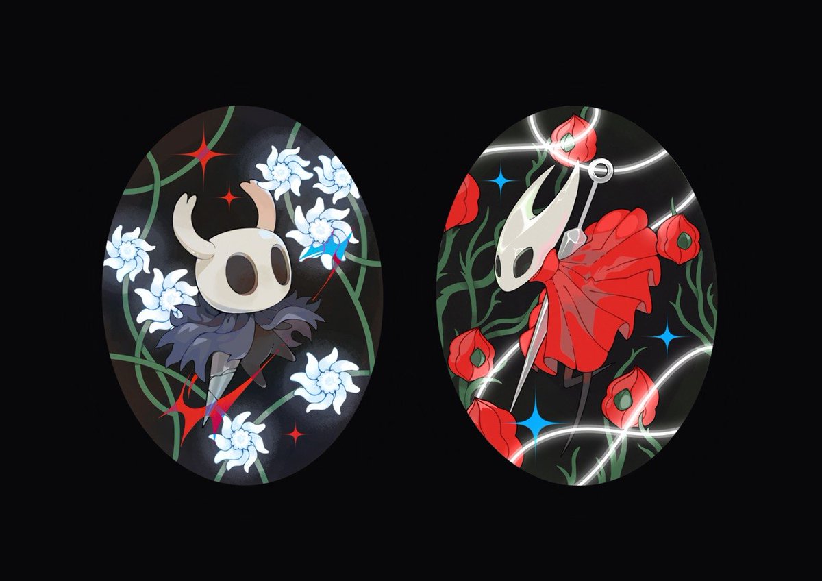 Bugs and flowers
#hollowknight #Silksong 
(Thinking about adding the hollow knight too but I kinda dig how these two looks as paired illust!!!!!)