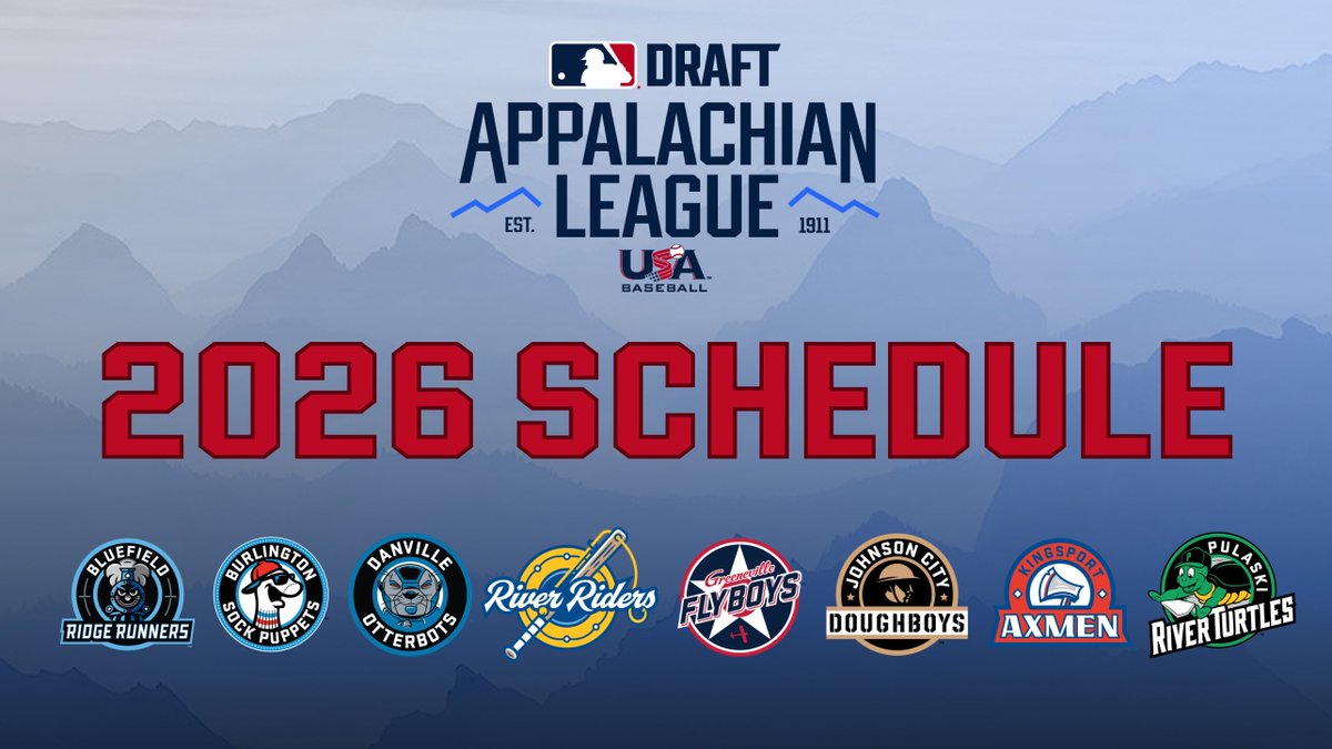 ICYMI: The #AppyLeague announced its schedule for the 2026 season:

🔹48 games
🔹June 4 - Opening Day⚾️
🔹July 31 - Divisional Playoffs🏆
🔹Aug. 1 - Championship Game🏆

📰Read More: appyleague.com/news/appalachi…
🗓️Full Schedule: mktg.mlbstatic.com/mlb/partner-le…
