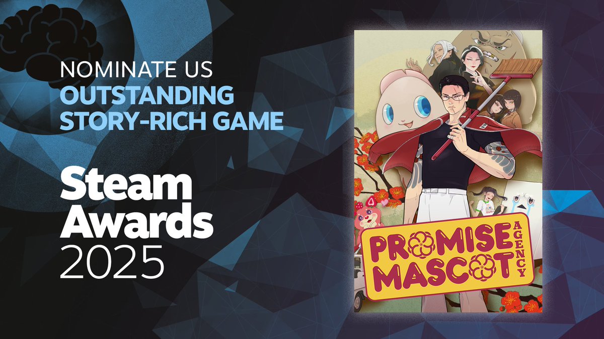 Nominations are open for the 2025 Steam Awards!

We want an award! Promise Mascot Agency deserves an award! You know this is true, you can feel it in your hearts.

Please nominate Promise Mascot Agency for the OUTSTANDING STORY-RICH GAME category!

Thank you!

Link below!👇👇👇