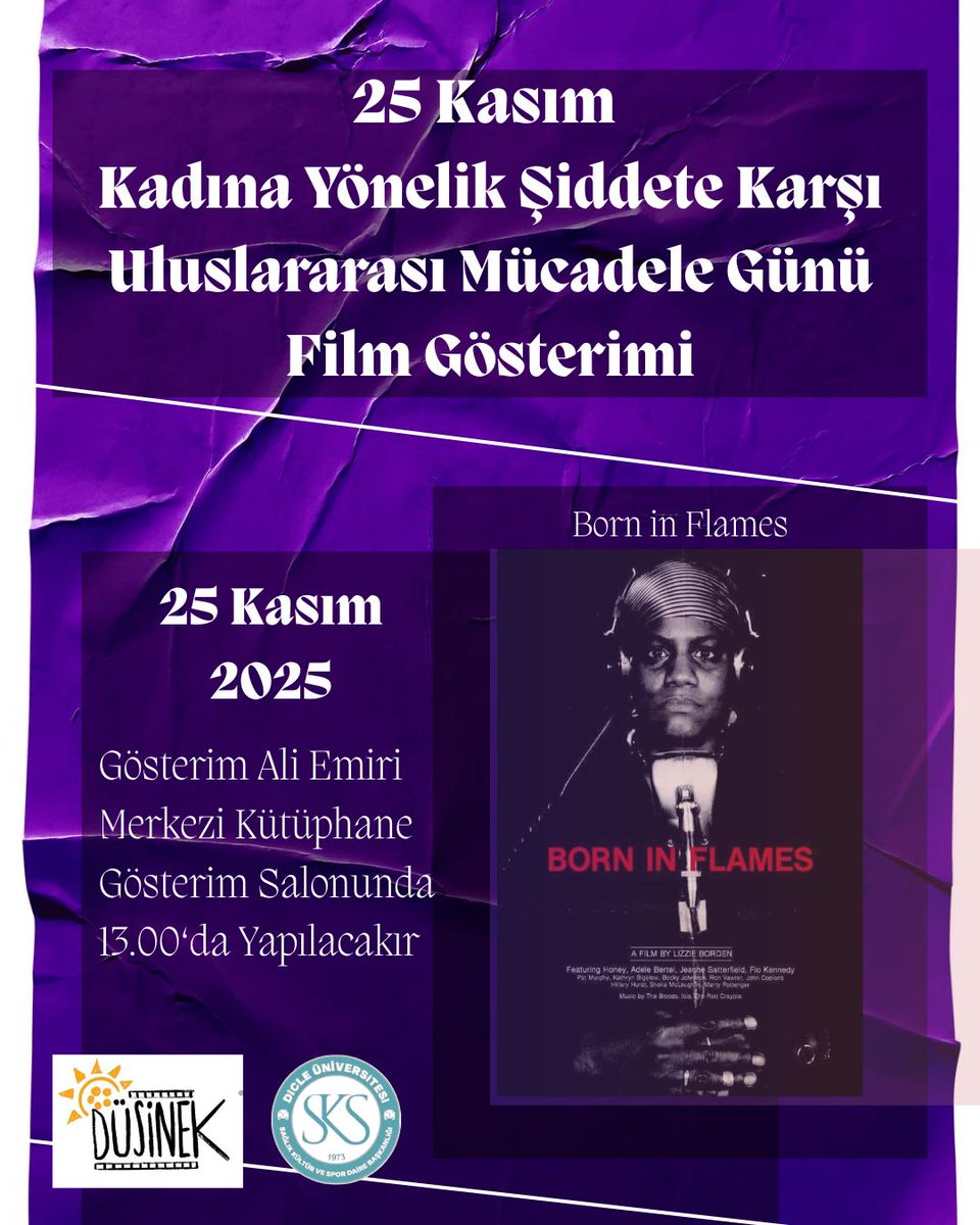 Kadına yönelik şiddete karşı farkındalık için seçtiğimiz özel filmimiz
Born in Flames .. 
Gösterime hepinizii beklerizz