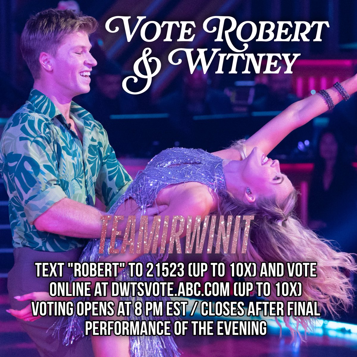 Begging everyone to vote for robert tomorrow in the finale. These two deserve the mirrorball trophy ⭐️🤍 #teamirWINit