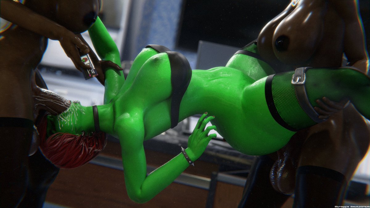 Mint Oreo cookie, but supersized. A bit of Mirialan stuffing in the office with couple (hung) black gals.

Commission done for Cathy and their greenie girl.

#Blender #NSFW #Futa #OC #SWTOR