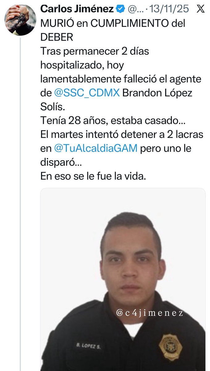 c4jimenez's tweet image. CAE 1 de los ASESINOS del AGENTE BRANDON LÓPEZ; ES SU 9º ARRESTO!
Erasmo Palestino
Ha estado 8 VECES detenido.
Y siempre sale.
Agentes d @SSC_CDMX lo detuvieron en la misma zona d @TuAlcaldiaGAM 
Tenía el arma q le robaron al policía después d dispararle.
Van por su cómplice.