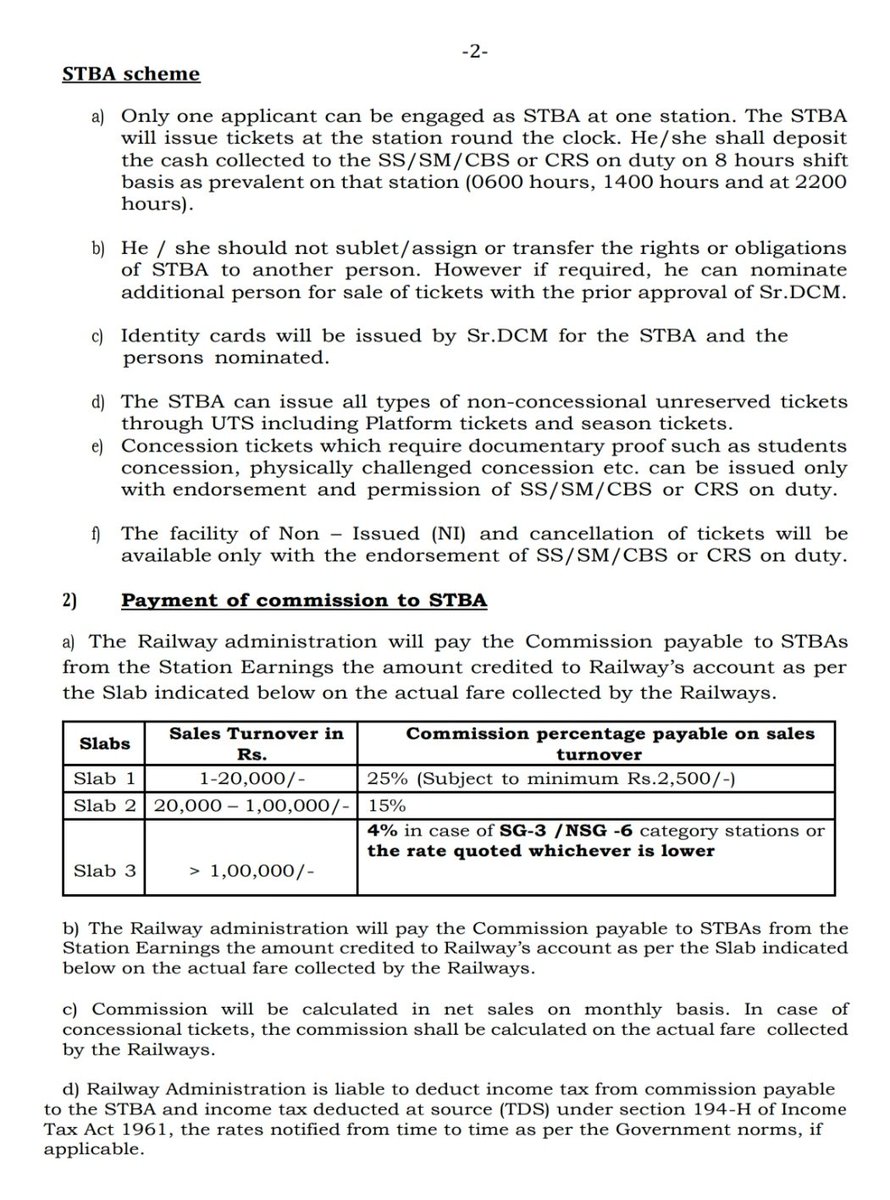 h_pongilath's tweet image. Senior Divisional Commercial Manager, #Chennai Division, #SouthernRailway, invites applications through open tender from eligible candidates for appointment as Station Ticket Booking Agents (#STBA) for SG-3 &amp;amp; NSG-6.Category of stations. 
(1/2)