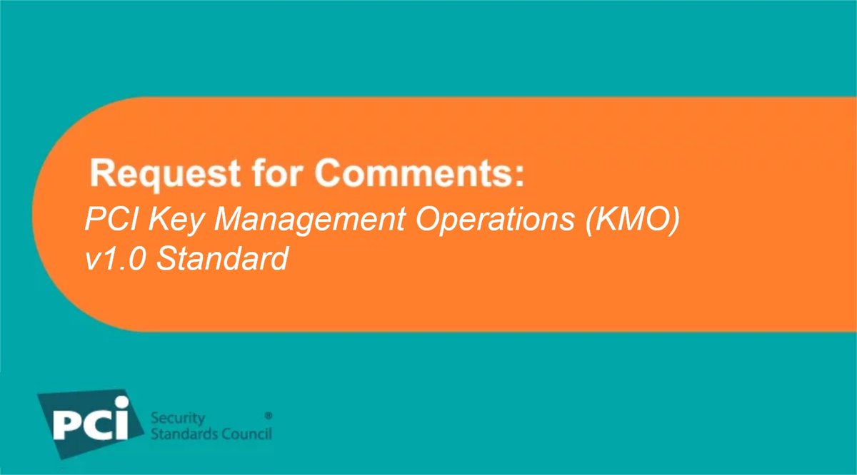 AquiaSolutions's tweet image. Request for Comments: PCI Key Management Operations (KMO) v1.0 Standard:   

From 24 November to 9 January, eligible PCI SSC stakeholders are invited to review and provide feedback on the… dlvr.it/TPRbqQ #Participation #RequestforComments #KeyManagementOperationsKMO