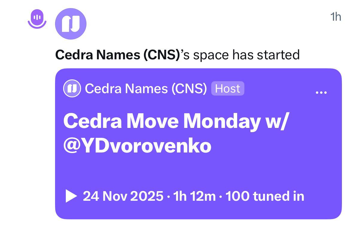 Over 100 of you from the <a href="/cedranetwork/">Cedra</a> family joined in today, thank you for making the conversation lively and engaging.

⤷ Big shoutout to @YDvorovenko 

Replay is live ︾

⤷ x.com/i/spaces/1vOGw…