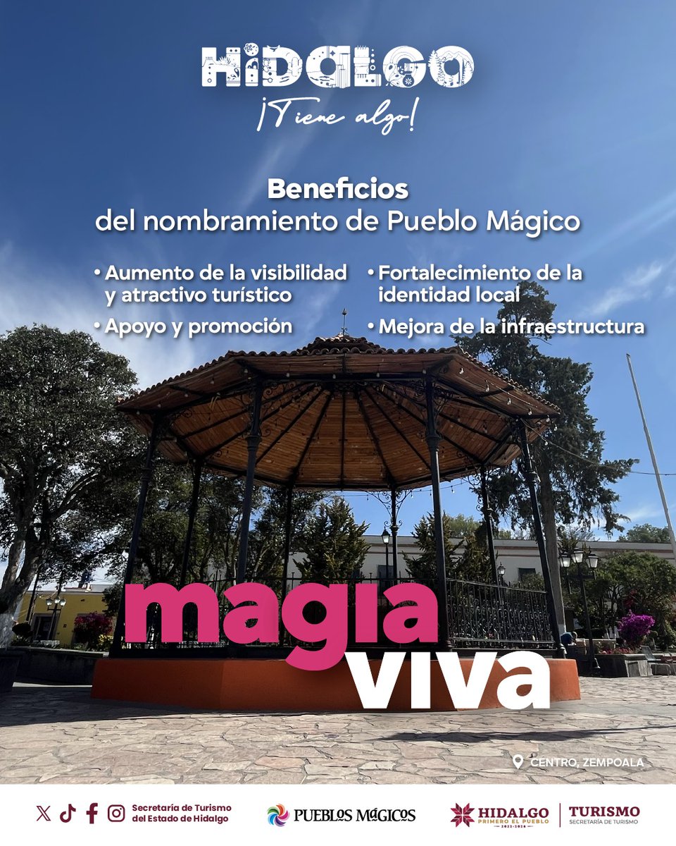 SECTURHidalgo's tweet image. Hidalgo se enorgullece de sus 9 Pueblos Mágicos, motores de desarrollo turístico, economía local y preservación cultural.

Gracias al trabajo con nuestras comunidades, seguimos consolidándonos como un referente nacional. ✨

Hidalgo, tierra de Magia Viva.

#HidalgoTieneAlgo