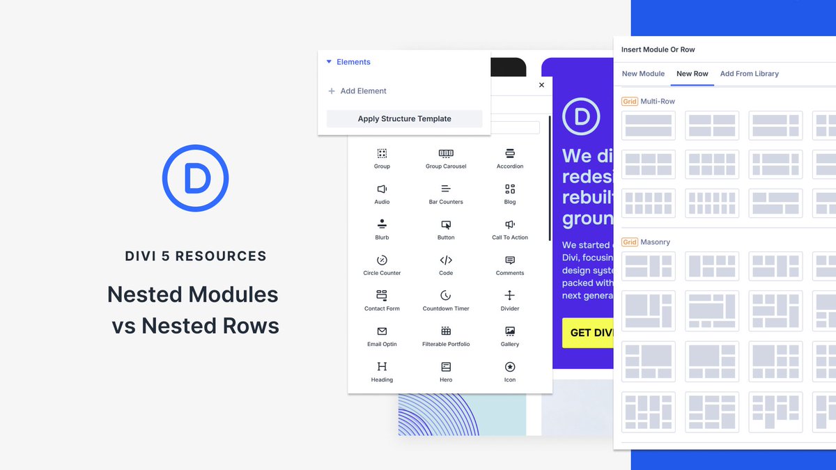 fostercoburn's tweet image. We show you the difference between nested modules and rows and help you pick the right feature when building your websites with #Divi 5. web-design-solutions-unleashed.com/divi-tutorial/…