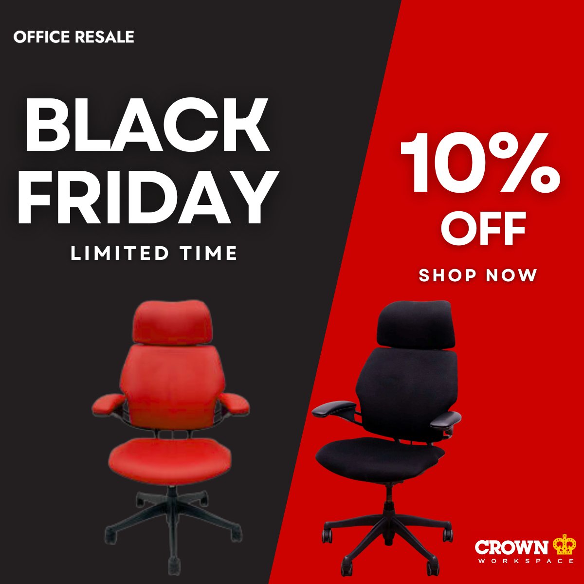 💚Save big. Waste less. Look great.  Our Black Friday event is now live!

Your dream workspace is waiting - shop our Black Friday Sale here 
🔗 bit.ly/2ZkhSLE 

#BlackFriday #Sustainably #FurnitureReuse #CrownWorkpsace