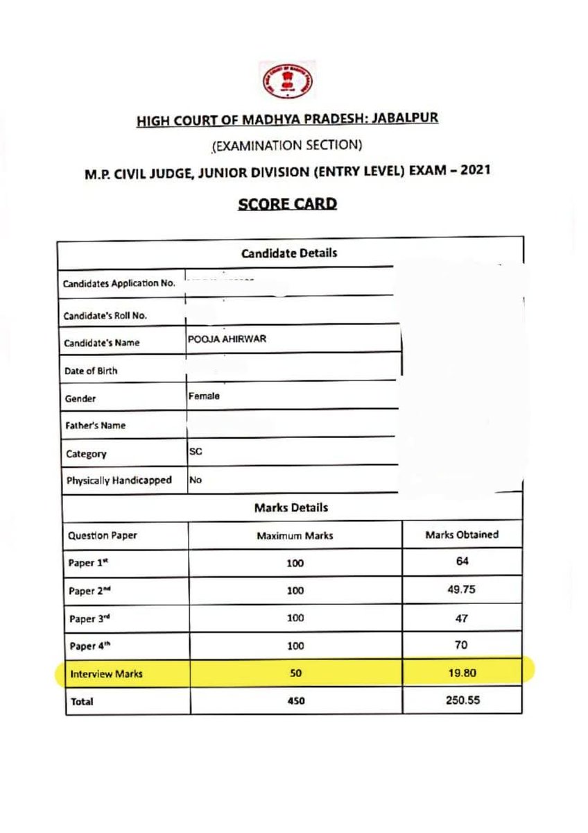 द्रोणाचार्य बदल गए हैं — अब वे तीर-कमान नहीं, 0.20 अंक से SC/ST बच्चों के सपने काटते हैं। “इस सिस्टम में योग्यता नहीं देखी जाती, धर्म नहीं देखा जाता — बस जाति देखी जाती है।”

मध्यप्रदेश सिविल जज 2021 में लिखित में टॉप करने वाले बच्चों को इंटरव्यू में जानबूझकर 19.8–19.9 अंक देकर