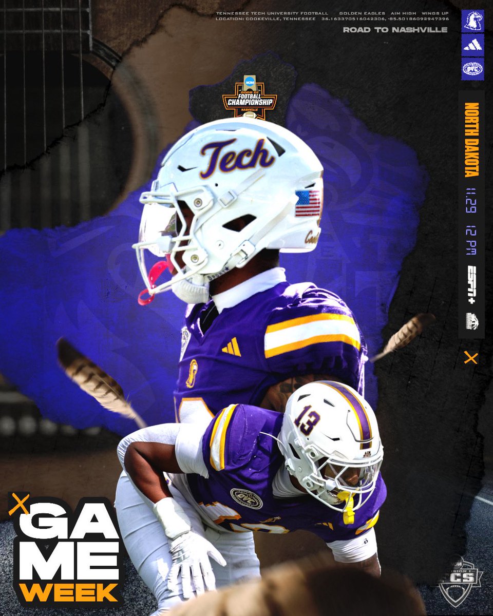 🚨ROUND 1️⃣🚨

📍Cookeville, TN
🏟️ Tucker Stadium
📆 Saturday, November 2️⃣9️⃣
⏰ 1️⃣2️⃣:0️⃣0️⃣PM CST
📺 ESPN ➕
📻 106.1 The Eagle

#AimHigh | #WingsUp