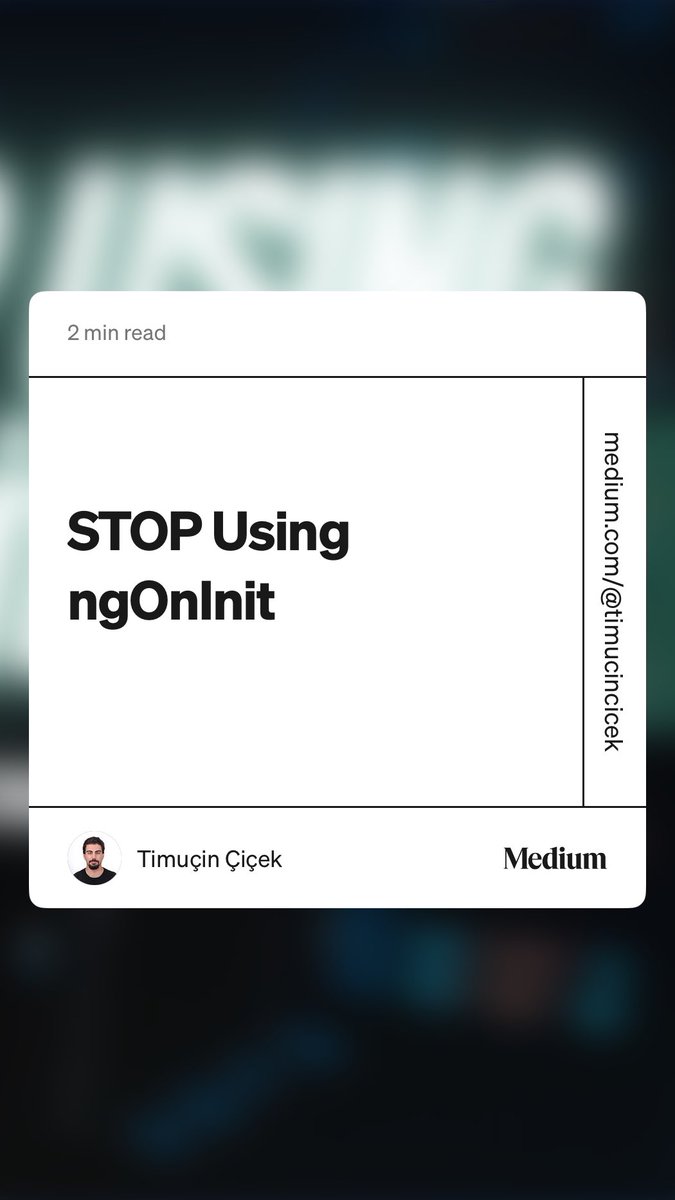 moh4sa's tweet image. “STOP Using ngOnInit” by Timuçin Çiçek #angular medium.com/@timucincicek/…