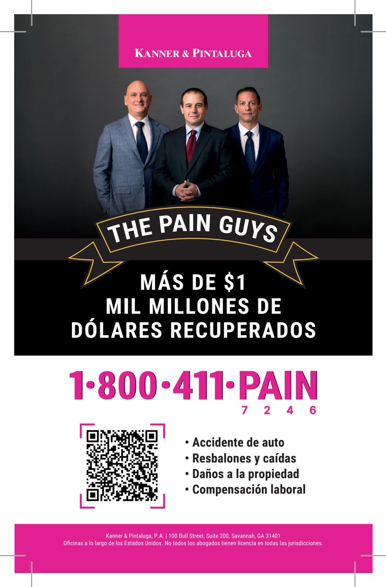 LatinXtoday's tweet image. KANNER &amp;amp; PINTALUGA
Son tus abogados de confianza
*Accidente de Auto
*Resbalones y Caídas
*Compensación Laboral
*Daños a la Propiedad
The Pain Guys están aqui para ayudarte
Llama 
1-800-411-PAIN (7246)
#accident #caraccident #workerscomp #pain #accidente