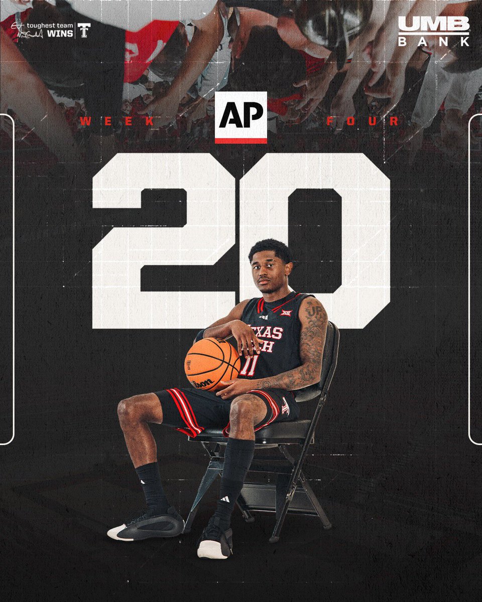 TexasTechMBB's tweet image. This week in the AP poll.