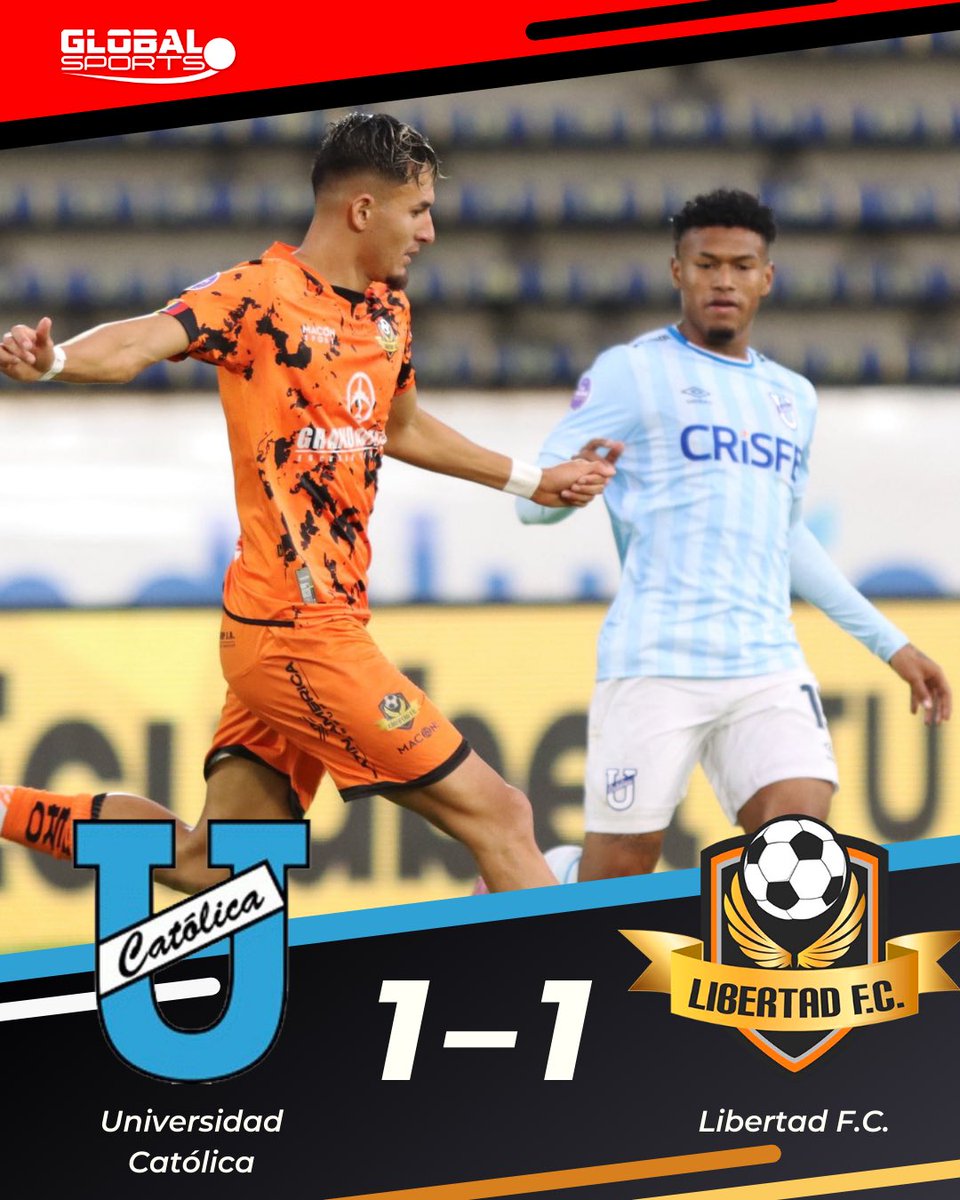 felipebc89's tweet image. Universidad Católica y Libertad empataron 1-1 en el Olímpico Atahualpa, por el Hexagonal I.

⚽️ Mauricio Alonso adelantó a la “Chatoleí” a los 33’; Jostin Bravo decretó la igualdad para los lojanos a los 48’.

#ligaecuabet #fecha6 #fasefinal #ucatólica #libertadfc #ecuador