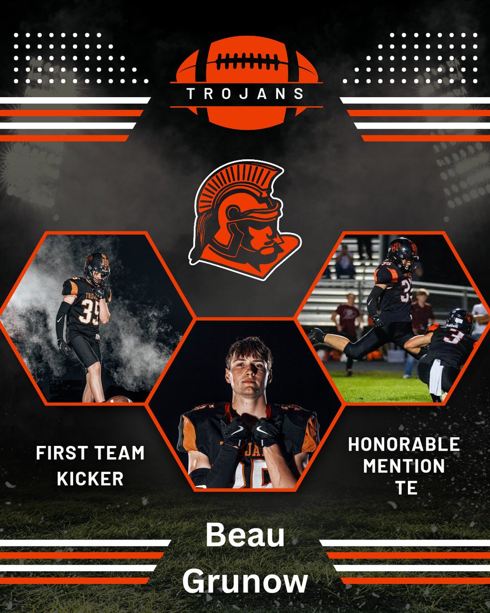 EBFootball's tweet image. Congratulations to Beau Grunow on Lincolnland (Large) All-Conference recognition.