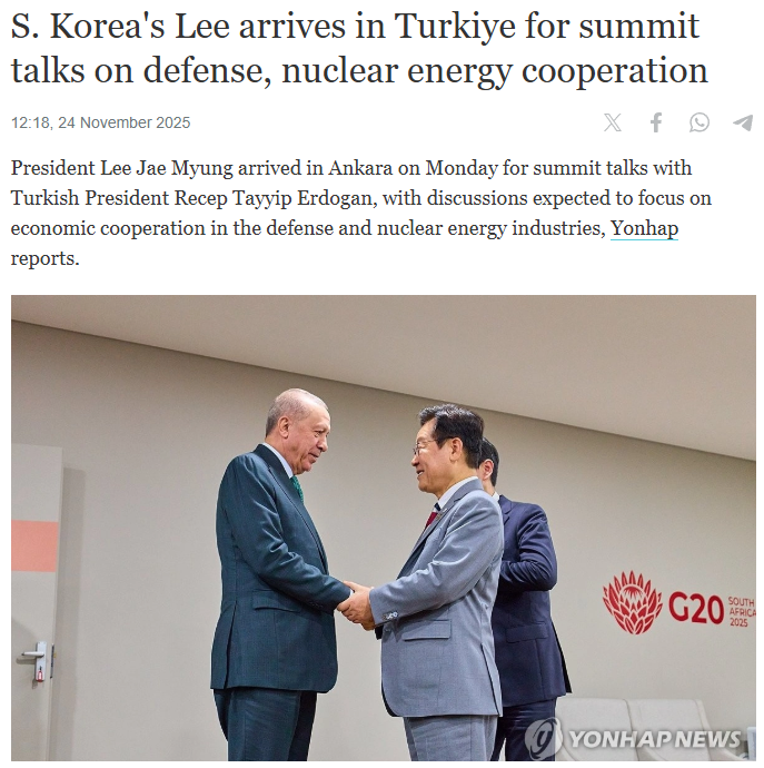 The presidents of Turkey South Korea recently met.  A key topic of discussion was nuclear power.  South Korea is trying to win the contract to build Turkey's 2nd nucler plant.  Article link in reply.

I would go with the Koreans, given their superior record in nuclear plant