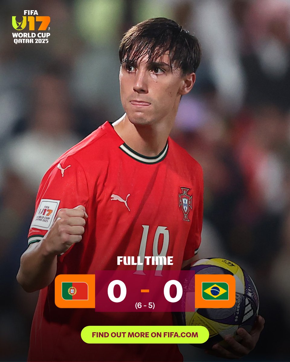 FIFAWorldCup's tweet image. 🇵🇹 Portugal defeat Brazil on penalties to advance to the Final!

#U17WC