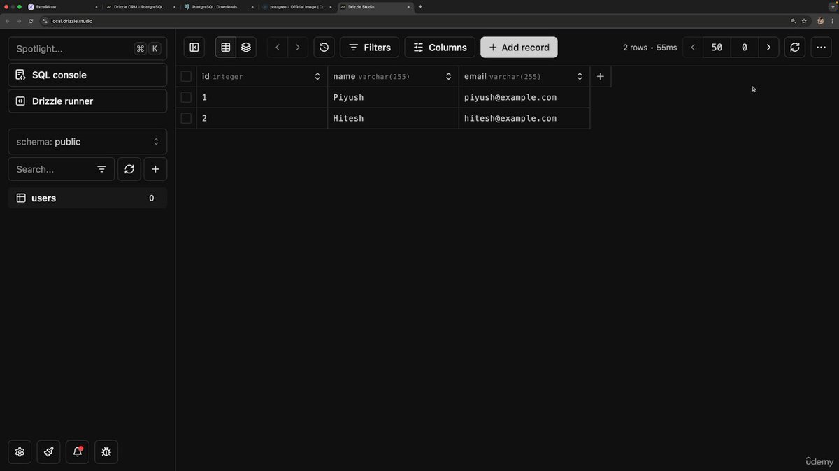 s_dhanush11's tweet image. #Day5 of learning Backend Database
1️⃣ I couldn&apos;t resolve the previous error.
2️⃣ I had understood how Drizzle-Kit and Drizzle-ORM work with Postgres and Docker.
3️⃣ Implemented those concepts in Express Book Store
#BackendDevelopment #Postgres #Mongodb #Docker #Database #DrizzleKit