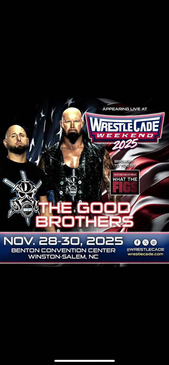 The_BigLG's tweet image. 11/28-11/30 @wrestlecade @4thrope 6 man  vs @zillafatu @jeffhardybrand @matthardybrand Friday Night!  @what_the_figs_ signing Saturday 10-2:30 PM, Saturday night @machinegunka &amp;amp; I vs @bandidowrestler &amp;amp; @brodyxking Sunday....LOOK for us! #GoodBrothers