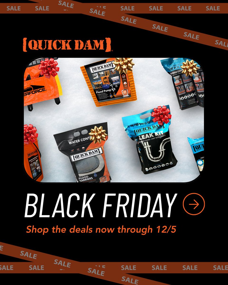 QUICKDAM's tweet image. Black Friday savings start now!

That's right, flood protection fans, enjoy 20% off sitewide, plus 10% off Water Force and Flood Gate.

- Sale ends 12/5
- Free shipping $150+
- Excludes Clearance items

Stock up on peace of mind at hubs.la/Q03VGWsB0

#QuickDam #BlackFriday