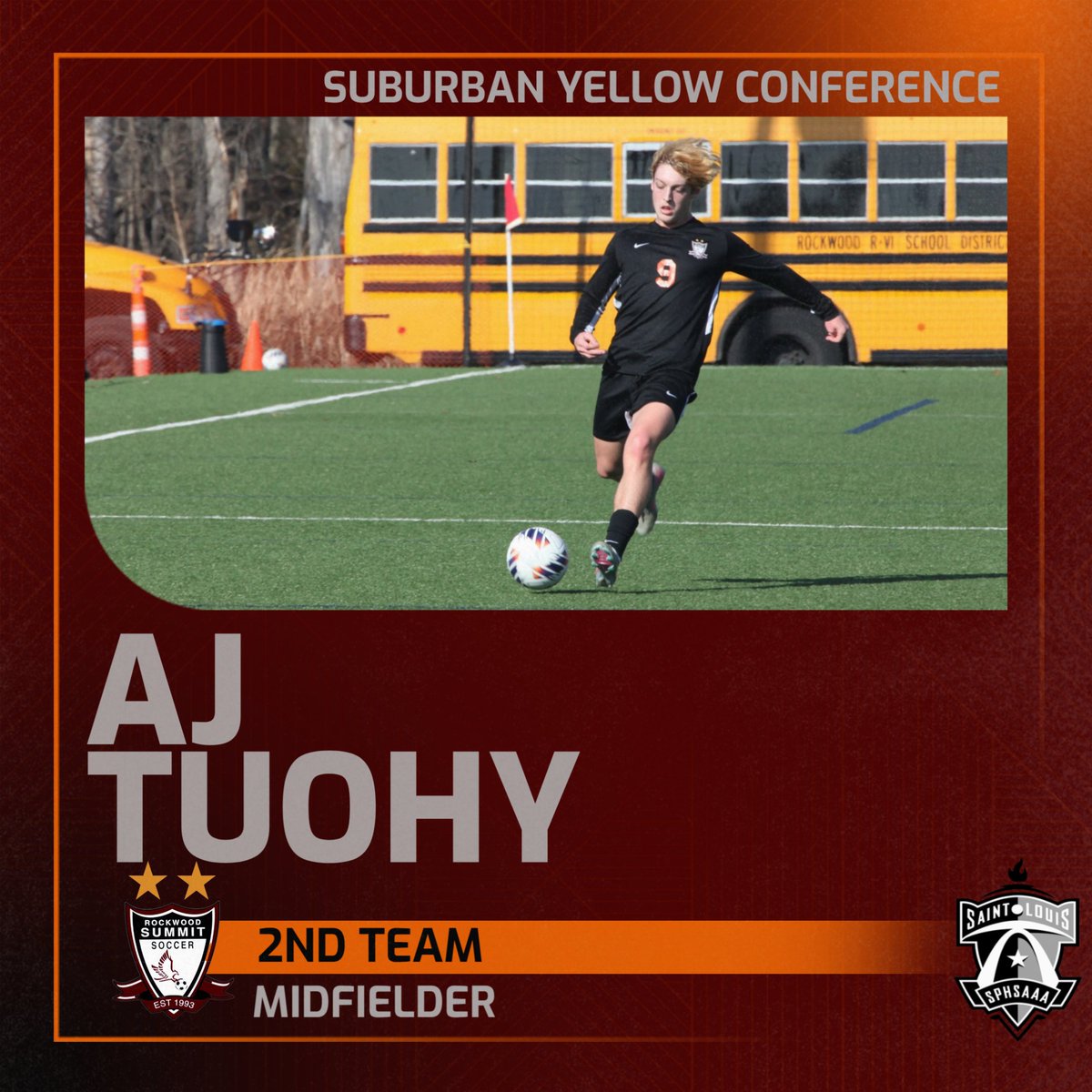Congrats to Summit Soccer senior midfielder <a href="/ajtuohy1010/">AJ Tuohy</a>  on earning 2nd Team honors for the Suburban Yellow Conference this season!
<a href="/RSHSsports/">RSHS Falcon Sports</a>