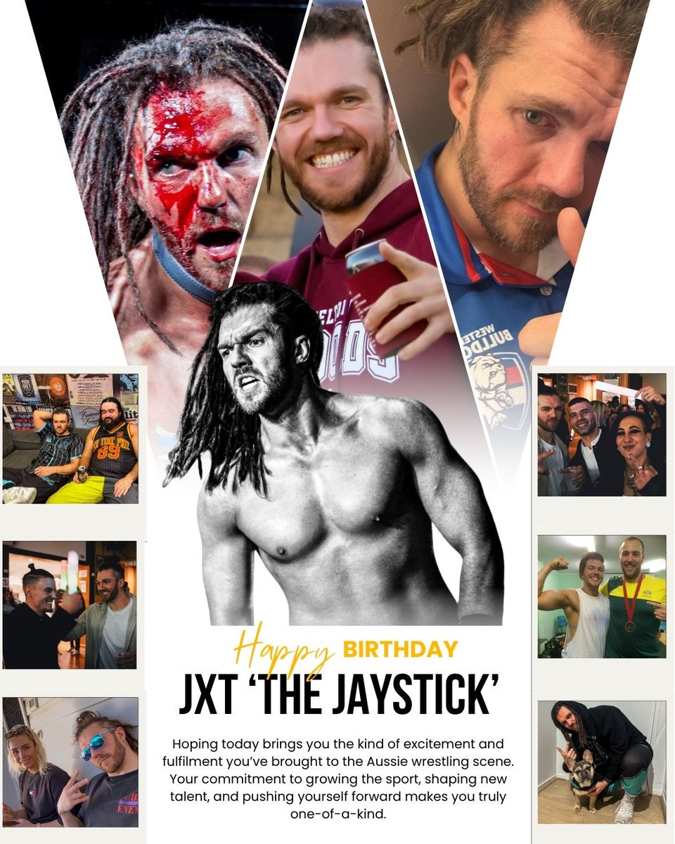 Happy birthday to my favorite &amp; multi talented <a href="/JXT_Official_/">JXT ‘The JayStick’</a> He is so special. He is a graphic designer, wrestler, footy coach, relentless coach, Passionate wcw &amp; bulldogs fan, Caring lover &amp; Potato's father etc.. I wish you a lot of happiness, good health &amp; success brother ❤️