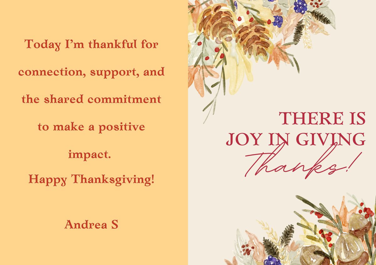 andreafda's tweet image. Thanksgiving reminds me to pause and appreciate what matters most.
Grateful for the conversations, collaborations, and people who lift others up. 🧡