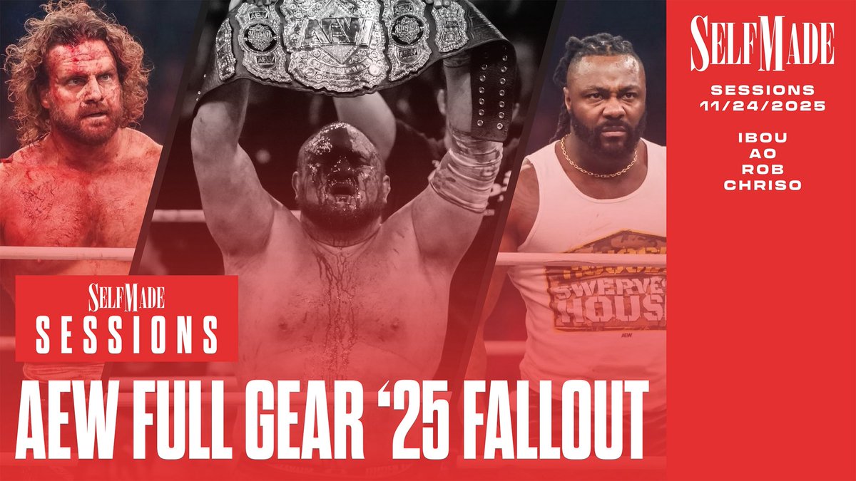 Tonight’s a huge one…

Self Made Sessions RETURNS TONIGHT for a stacked show! Full Gear is in the books, Samoa Joe is your new AEW champion, and Swerve Strickland is BACK. Join <a href="/SirPerograph_/">SM Rob</a>, <a href="/KXNGAO/">Self Made AO 💫</a>, <a href="/BackupHangman/">Ibou, of Self Made</a> and @Chrisobread for the following:

-AEW FULL GEAR FALLOUT